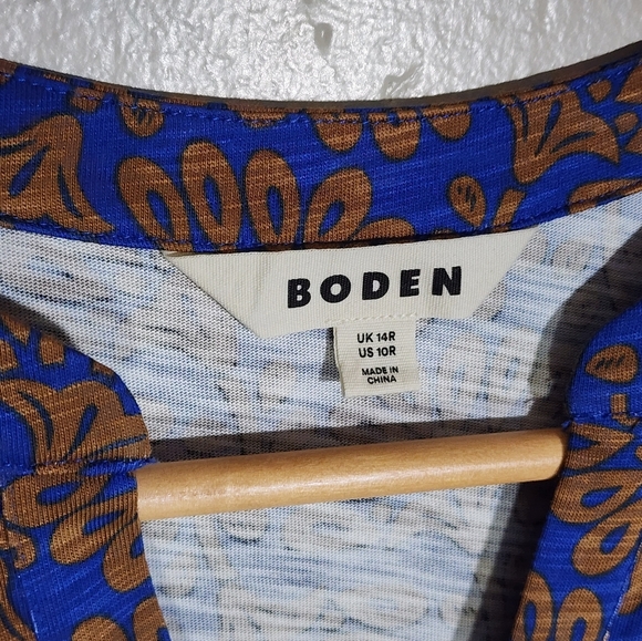 Boden Long Sleeve Dress in Blue and Brown Floral - Picture 5 of 7